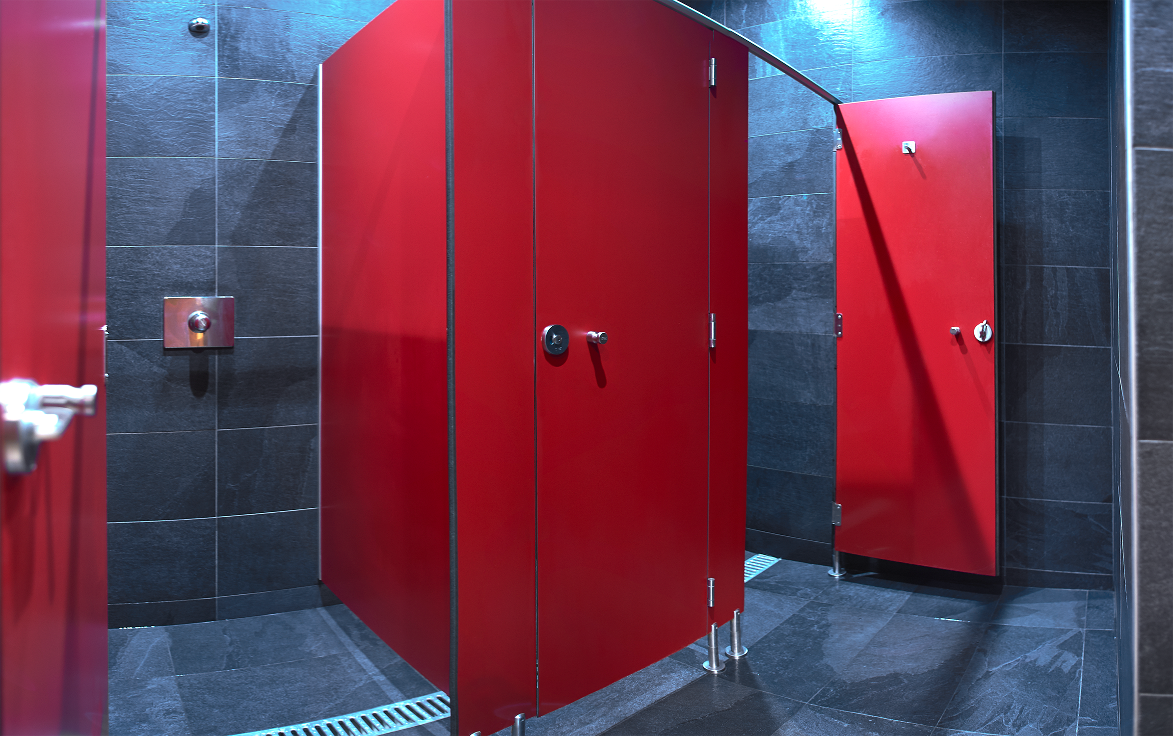 Poignée de porte en Inox pour WC et SdB avec loquet Vert / Rouge, Accessoires WC